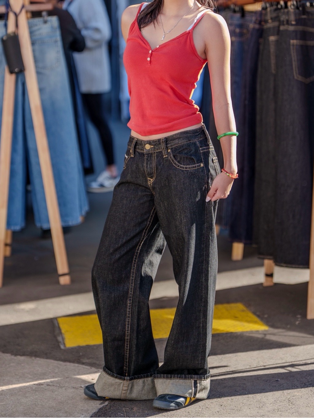 Selvage Black Women’s Low Rise Baggy Jeans